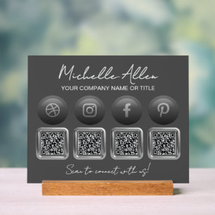 Company Social Media QR Codes Acrylschild