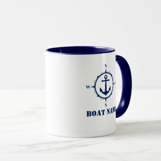 Compass Anchor Add Boat Name Tasse ca0a (VorderseiteRechts)