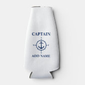 Compass Anchor Kapitän Name Boat Name White hinzuf Flaschenkühler (Vorderseite)