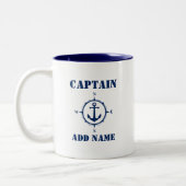 Compass Anchor Kapitän Name oder Bootname sa0a hin Zweifarbige Tasse (Links)