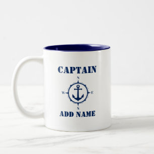 Compass Anker Kapitän Name oder Bootname sa0a hin Zweifarbige Tasse