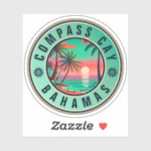 Compass Cay Bahamas Retro Sunset Souvenir 1950er Aufkleber (Blatt)