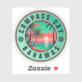 Compass Cay Bahamas Retro Sunset Souvenir 1950er Aufkleber