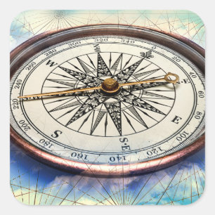 Compass Clouds Quadratischer Aufkleber