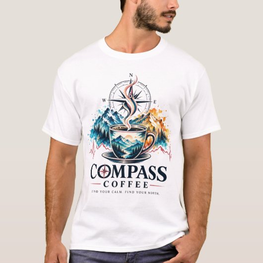 Compass Coffee Grafik T-Shirt (Vorderseite)