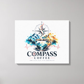 Compass Coffee Mountain Leinwandkunst Leinwanddruck