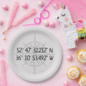 Compass GPS Zuhause-Koordinaten Pappteller (Party)