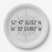 Compass GPS Zuhause-Koordinaten Pappteller (Vorderseite)