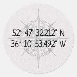 Compass GPS Zuhause-Koordinaten Runder Aufkleber