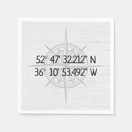 Compass GPS Zuhause-Koordinaten Serviette (Vorderseite)