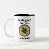 Compass Instrument Navigation Direction Funny Zweifarbige Tasse (Links)