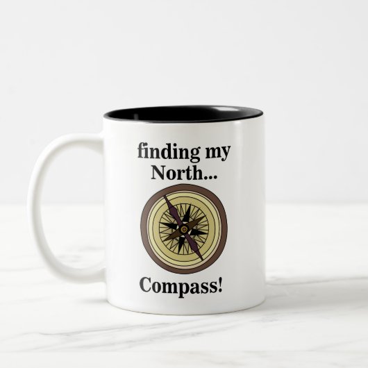 Compass Instrument Navigation Direction Funny Zweifarbige Tasse (Links)