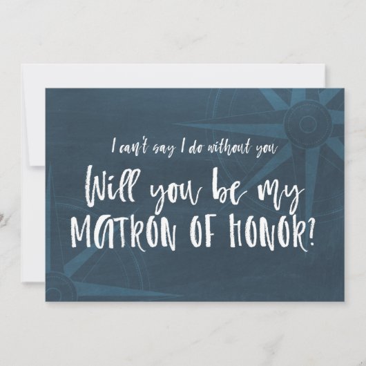 Compass Nautical wirst du meine Ehrenmatrone sein Einladung (Vorderseite)