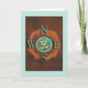 Compass Om Peace on Earth Greeting Card Feiertagskarte