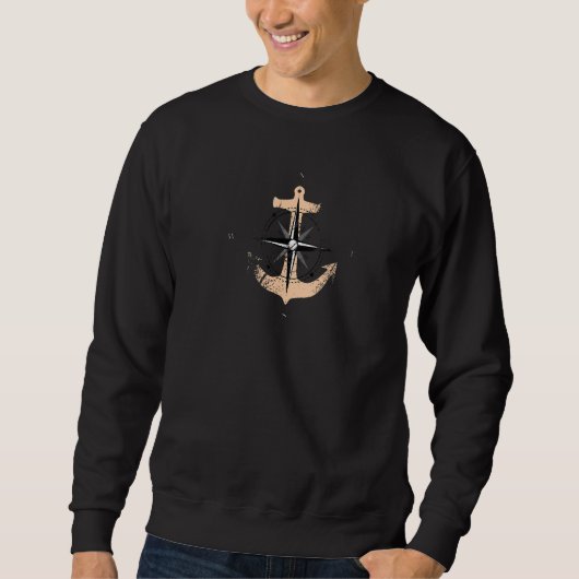 Compass Rose Anchor Compass Segelboot Nord Mar Sweatshirt (Vorderseite)