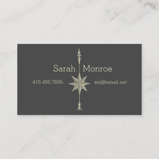 Compass Rose Arrow Intitials Visitenkarte (Rückseite)