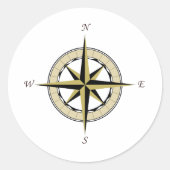 Compass Rose Art Runder Aufkleber (Vorderseite)