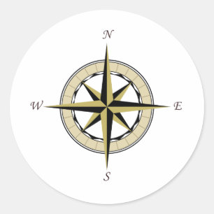 Compass Rose Art Runder Aufkleber