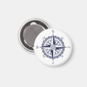 Compass Rose Blue Stripes Magnet (Vorderseite/Rückseite)