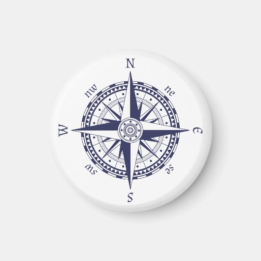 Compass Rose Blue Stripes Magnet (Vorne)