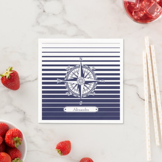 Compass Rose Blue Stripes Serviette (Beispiel)