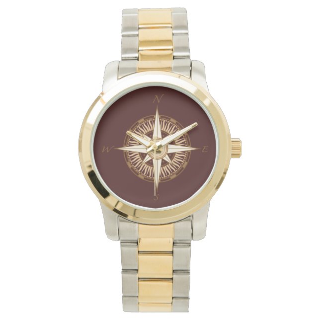 Compass Rose Brown Watch Armbanduhr (Vorderseite)