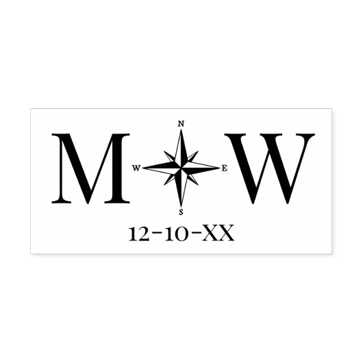 Compass Rose Couple Wedding 2 Initial Monogram DT Permastempel (Design)