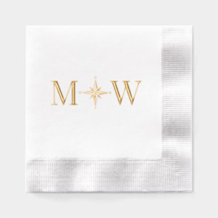 Compass Rose Couple Wedding 2 Initial Monogram Servietten Mit Folie