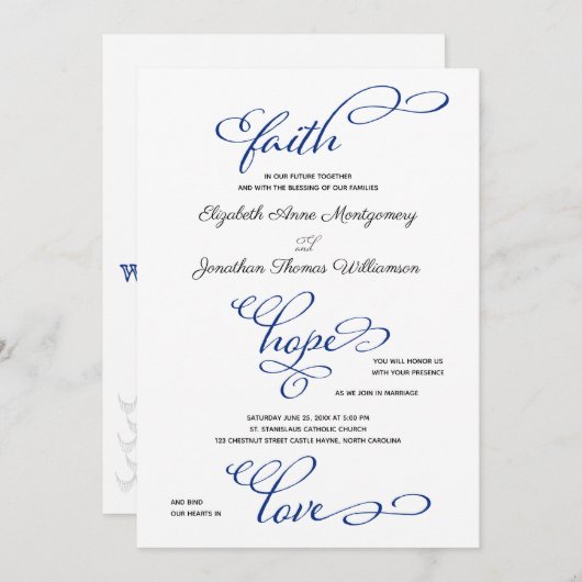 Compass Rose Faith Hope Liebe Skript Hochzeit Einladung (Vorne/Hinten)