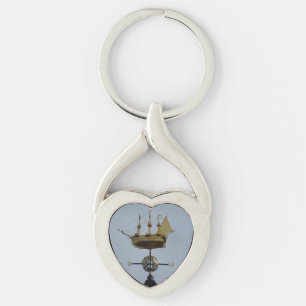 Compass Rose Heart Keychain Schlüsselanhänger
