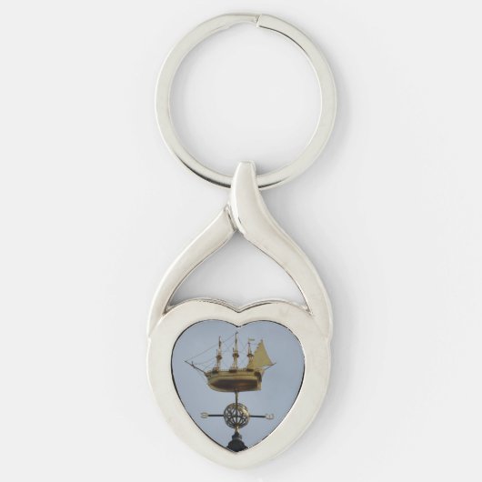 Compass Rose Heart Keychain Schlüsselanhänger (Vorderseite)