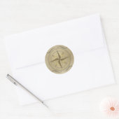 Compass-Rose in Gold Runder Aufkleber (Umschlag)