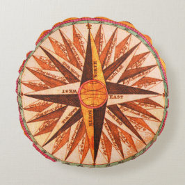 Compass-Rose-Kissen Rundes Kissen