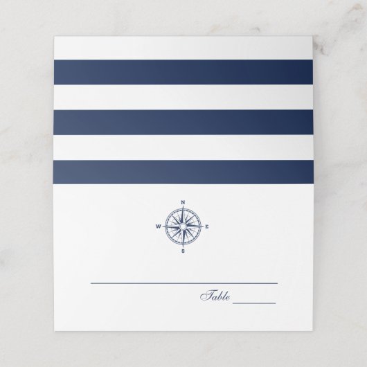Compass Rose Nautical Wedding | Platzkarte (Außenseite Aufgefaltet)