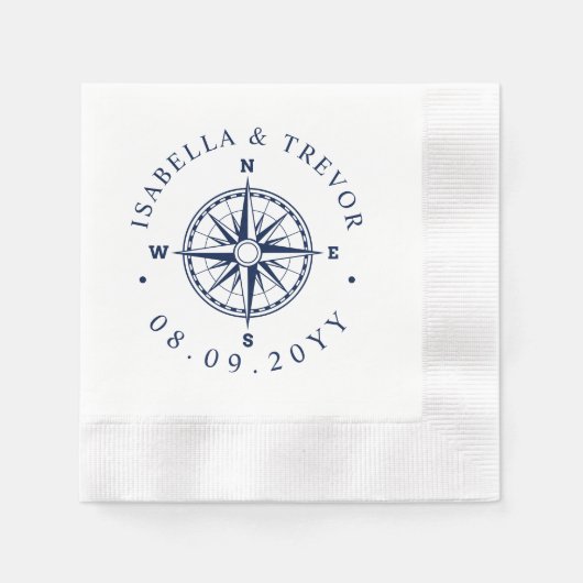 Compass Rose Nautical Wedding Serviette (Vorderseite)