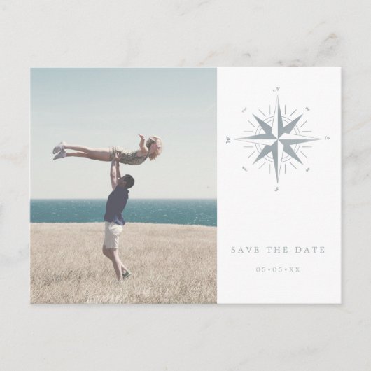 Compass Rose nautisches Foto Save the Date Postkarte (Vorderseite)
