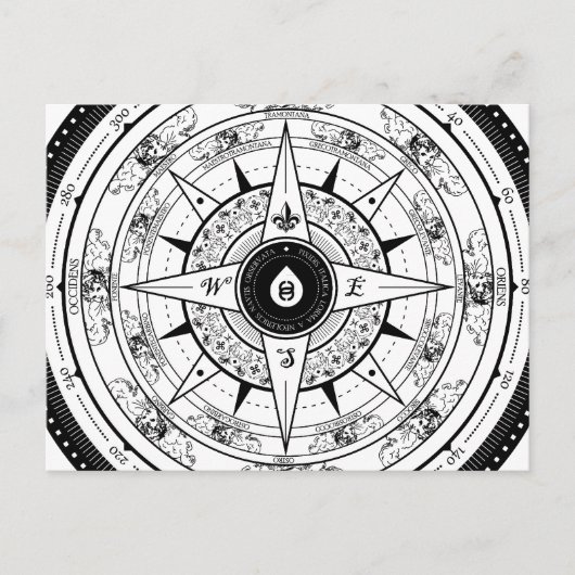 Compass-Rose - Postkarte (weiß) (Vorderseite)