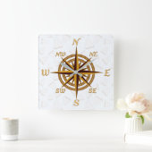 Compass Rose Quadratische Wanduhr (Zuhause)