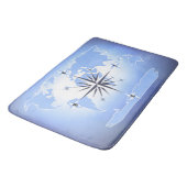 Compass Rose Sailing Ocean Blue Bath Mat Badematte (Schrägansicht)