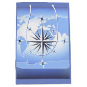 Compass Rose Sailing Ocean Blue Med Geschenktasche Mittlere Geschenktüte (Vorderseite)