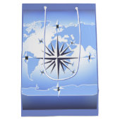 Compass Rose Sailing Ocean Blue Med Geschenktasche Mittlere Geschenktüte (Rückseite)