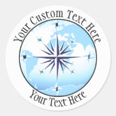 Compass Rose Sailing Ocean Custom Icon Runder Aufkleber (Vorderseite)