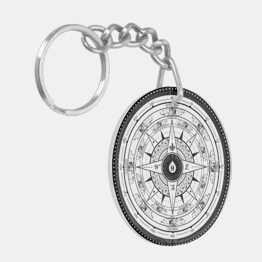 Compass-Rose - Schlüsselanhänger (weiß) (Vorderseite links)