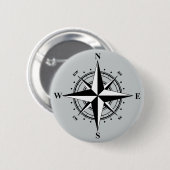 Compass Rose Schwarz & Weiß Button (Vorne & Hinten)