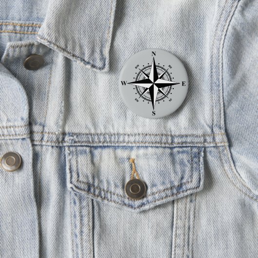 Compass Rose Schwarz & Weiß Button (Beispiel)
