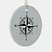 Compass Rose Schwarz & Weiß Keramik Ornament (Rechts)