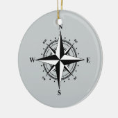 Compass Rose Schwarz & Weiß Keramik Ornament (Links)