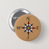 Compass Rose Tan Button (Vorne & Hinten)