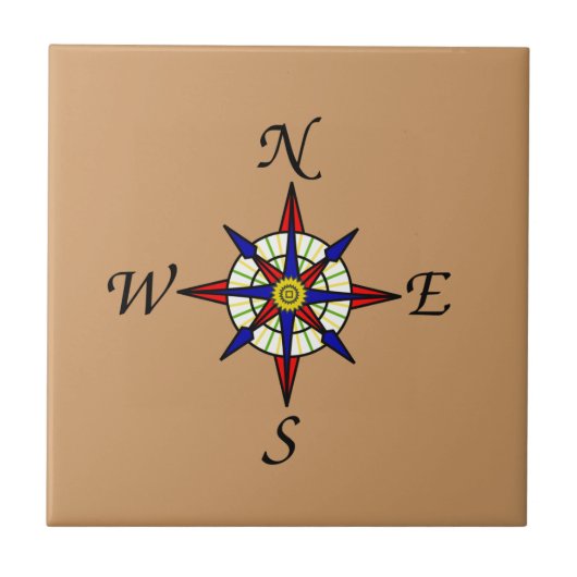 Compass Rose Tan Fliese (Vorderseite)
