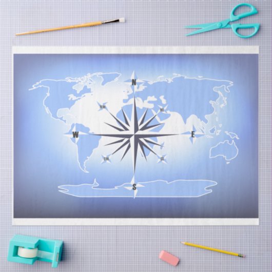 Compass Rose World Map Decoupage Seidenpapier (Basteln)